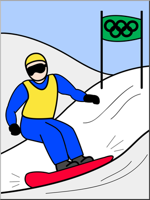Clip Art: Winter Olympics: Snowboarding Color