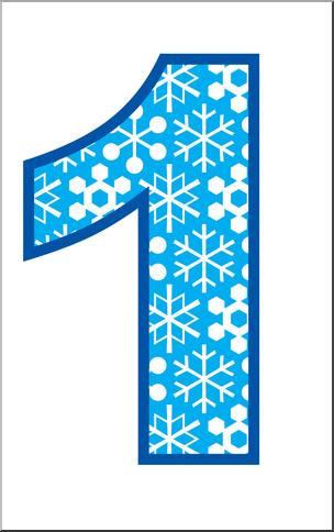 Clip Art: Number Set 5: Snowflakes 01 Color