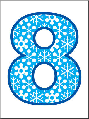 Clip Art: Number Set 5: Snowflakes 08 Color