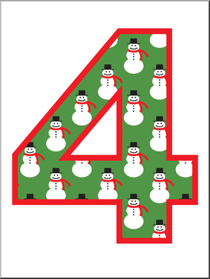 Clip Art: Number Set 7: Snowmen 04 Color