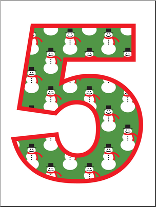 Clip Art: Number Set 7: Snowmen 05 Color