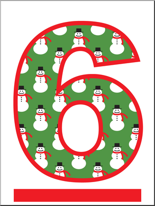 Clip Art: Number Set 7: Snowmen 06 Color