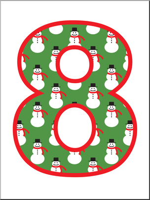 Clip Art: Number Set 7: Snowmen 08 Color