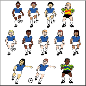 Clip Art: Soccer Kids Blue Color