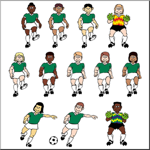 Clip Art: Soccer Kids Green Color