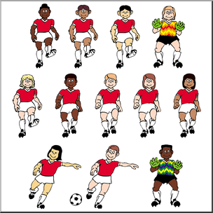 Clip Art: Soccer Kids Red Color