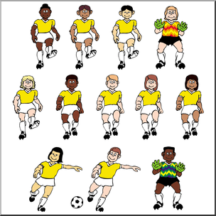 Clip Art: Soccer Kids Yellow Color