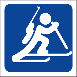 Clip Art: Sochi Winter Olympics Event Icon: Biathlon Color