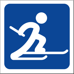 Clip Art: Sochi Winter Olympics Event Icon: Cross Country Skiing Color