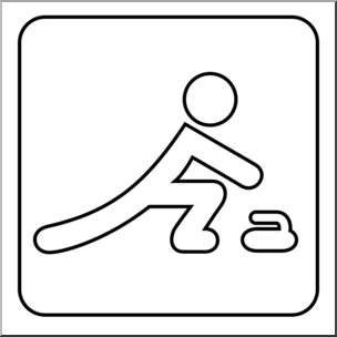 Clip Art: Sochi Winter Olympics Event Icon: Curling B&W