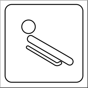 Clip Art: Sochi Winter Olympics Event Icon: Luge B&W