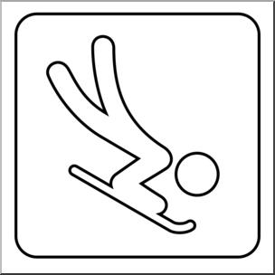Clip Art: Sochi Winter Olympics Event Icon: Skeleton Sledding B&W