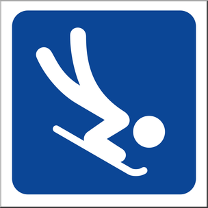 Clip Art: Sochi Winter Olympics Event Icon: Skeleton Sledding Color