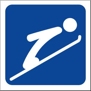 Clip Art: Sochi Winter Olympics Event Icon: Ski Jumping Color
