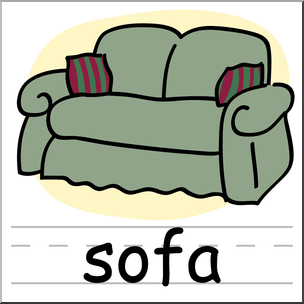 Clip Art: Basic Words: Sofa Color Labeled