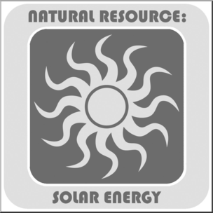 Clip Art: Natural Resources: Solar Grayscale Labeled