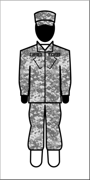 Clip Art: People: Soldier Male B&W