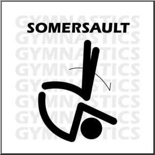 Clip Art: Gymnastics: Somersault B&W