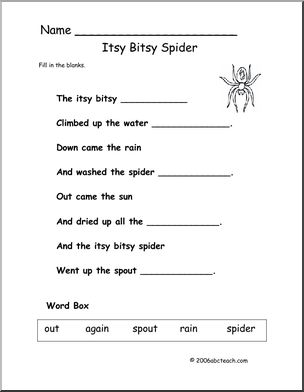 Nursery Rhymes: Itsy Bitsy Spider (preschool/ primary)