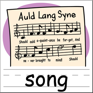 Clip Art: Basic Words: Song Color Labeled
