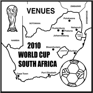 Clip Art: 2010 WC: South Africa Venues Map B&W