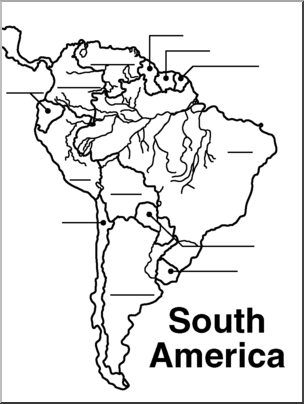 Clip Art: South America Map B&W Unlabeled