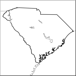 Clip Art: US State Maps: South Carolina B&W