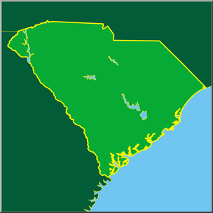 Clip art: US State Maps: South Carolina Color