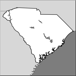 Clip Art: US State Maps: South Carolina Grayscale