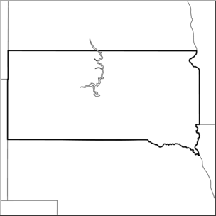 Clip Art: US State Maps: South Dakota B&W