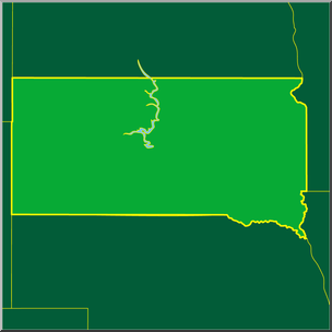 Clip Art: US State Maps: South Dakota Color
