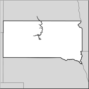 Clip Art: US State Maps: South Dakota Grayscale