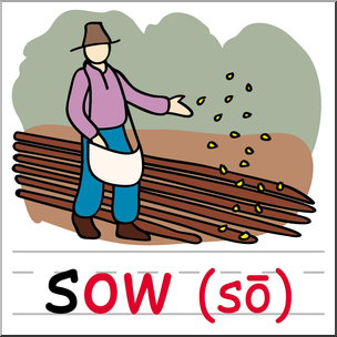 Clip Art: Basic Words: -ow Phonics: Sow Color
