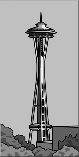 Clip Art: Space Needle Grayscale