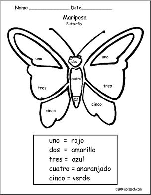 Spanish: Colorea por NË™mero: Mariposa