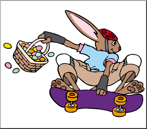 Clip Art: Easter Bunny on Skateboard Color