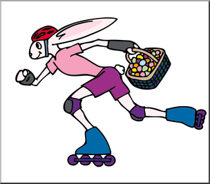 Clip Art: Easter Bunny on Skates Color