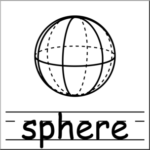 Clip Art: 3D Solids: Sphere B&W 2 Labeled