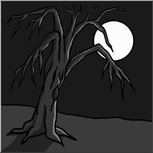 Clip Art: Spooky Tree Grayscale