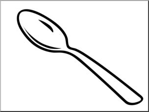 Clip Art: Basic Words: Spoon B&W Unlabeled