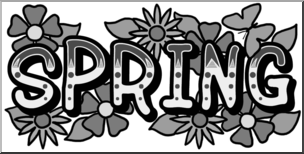 Clip Art: Spring Banner Grayscale