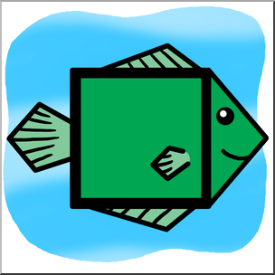 Clip Art: Basic Shapes: FIsh: Squarefish Color
