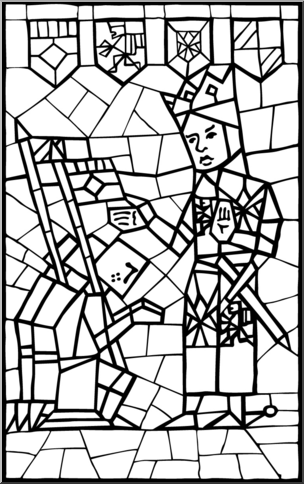 Clip Art: Stained Glass: King B&W