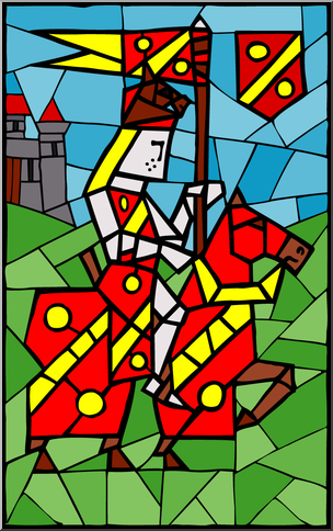 Clip Art: Stained Glass: Knight Color
