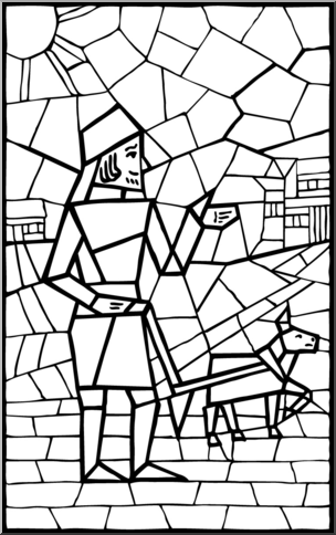 Clip Art: Stained Glass: Peasant B&W