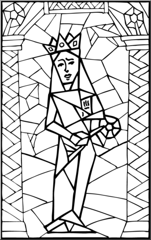 Clip Art: Stained Glass: Queen B&W