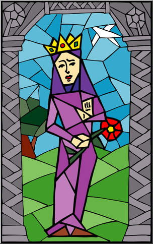 Clip Art: Stained Glass: Queen Color