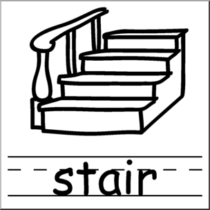 Clip Art: Basic Words: Stair B&W Labeled