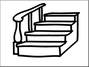 Clip Art: Basic Words: Stair B&W Unlabeled