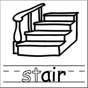 Clip Art: Basic Words: -air Phonics: Stair B&W
